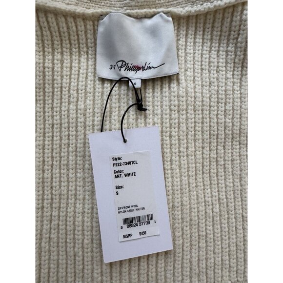 3.1 Phillip Lim Size S Zip Front Cable Knit Sleeveless Top - Picture 9 of 10